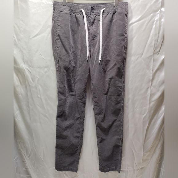 Vuori Optimist Pants Men’s M Gray Cotton Stretch Corduroy Soft Drawstring V440